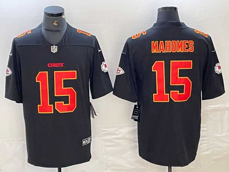 Men%27s Kansas City Chiefs #15 Patrick Mahomes Black Fashion Vapor Limited Stitched Jersey